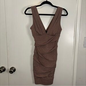 Windsor Sparkling Brown Sleeveless Cocktail Dress Size Small